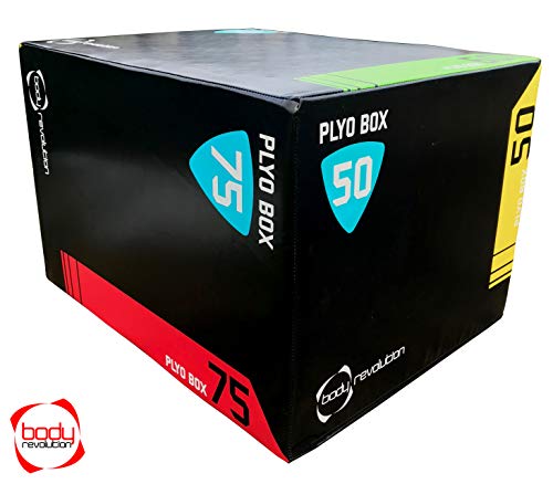 Body Revolution Plyo Box - 3 in 1 Soft Foam Plyometric Jump Box - Aerobic and Gym Step Boxes for Exercise with 3 Vertical and Horizontal Height Levels (LARGE - 50cm x 60cm x 75cm)