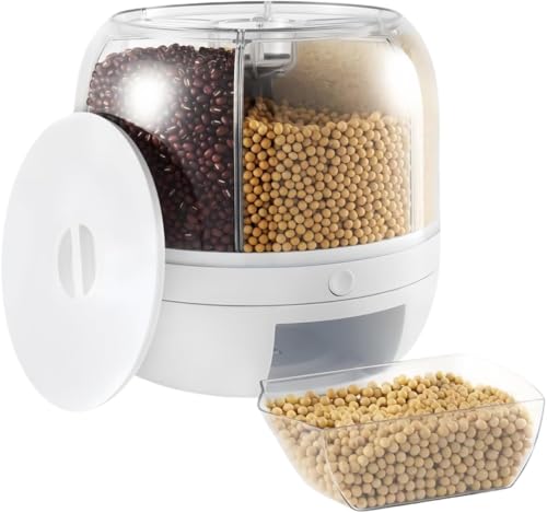 Dispensador de granos giratorio de 6 rejillas y 13 libras para cocina