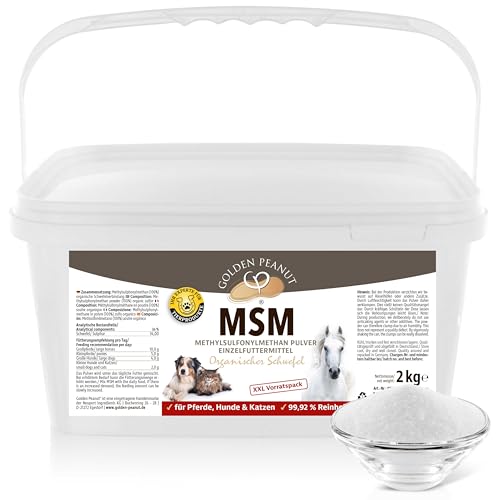 GOLDEN PEANUT MSM Methylsulfonylmethan Pulver 2 kg für Tiere Reinheitsgrad 99 92% organische Schwefelverbindung ohne Rieselhilfen