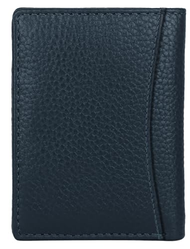 Image of WildHorn RFID Protected Genuine Leather Wallet for Men I 4 Card Slots I 2 Slip Pockets I 1 Currency Compartment (Blue)