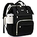 LOVEVOOK Laptop Backpack for Women with Giant Tumbler Holder Pocket,15.6 inch Waterproof Travel Backpack Purse Computer Laptop Bag,Professional Work College Nurse Teacher Backpack Casual Daypack,Black