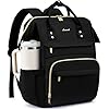 LOVEVOOK Laptop Backpack for Women with Giant Tumbler Holder Pocket,15.6 inch Waterproof Travel Backpack Purse Computer Laptop Bag,Professional Work College Nurse Teacher Backpack Casual Daypack,Black