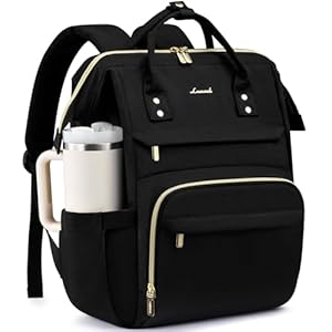 LOVEVOOK Laptop Backpack for Women with Giant Tumbler Holder Pocket,15.6 inch Waterproof Travel Backpack Purse Computer Laptop Bag,Professional Work College Nurse Teacher Backpack Casual Daypack,Black