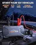 YaberAuto Portable Jump Starter, 4000A 12V Car Battery Booster Pack Jump Starter (Up to 9.0L Gas/7.0L Diesel), Battery Booster Jump Box with Safety Jump Cables,10 Protections,4-in-1 Emergency Light