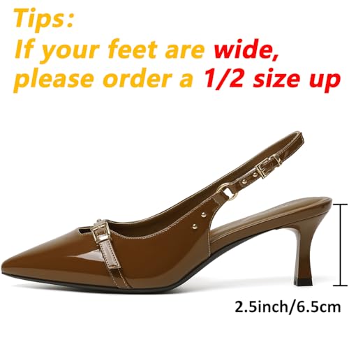 Image of Mostrin Kitten Heels for Women Slingback Pointed Closed Toe Heels Women's Pumps Shoes for Wedding, Party, Commuting