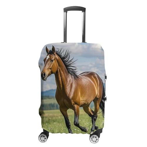 Horse Running in Field Printed Luggage Cover Protector, Fits 18-32 Inch Luggage