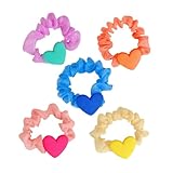 NOLITOY 5個 ハートチャームヘア 色 髪留め 伸縮性良好 軽量 ポニーテール ヘアアクセサリー 女子向け 日常使いに