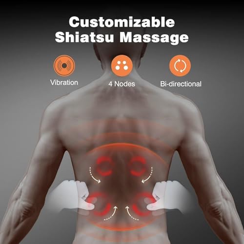 Image of Grin Health Shiatsu Back Massager Cushion For Chair, Massage Pillow with Kneading for Back, Neck, Shoulder, Massage Machine for Home, Massager for Chair -Back Pain Relief (GH237)
