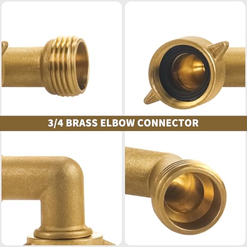 Image of 2 Packs Garden Hose Adapter,90 Degree Hose Elbow For RV Water Hoses,3 /4 inch Garden Hose Connector,Camper Water Hose,Garden Hose Elbow Solid Brass Adapter