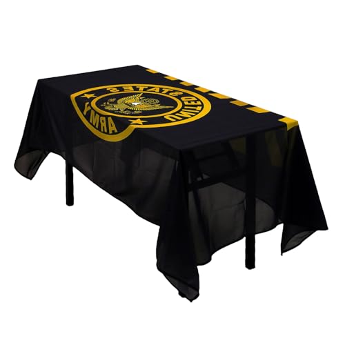 Army Golden Crown Flag Tablecloth Rectangular Tablecloth Fade-Resistant Washable Military Flag Tablecloth Suitable for Kitchen Dining Family Gatherings and Outdoor Events Home Decoration.