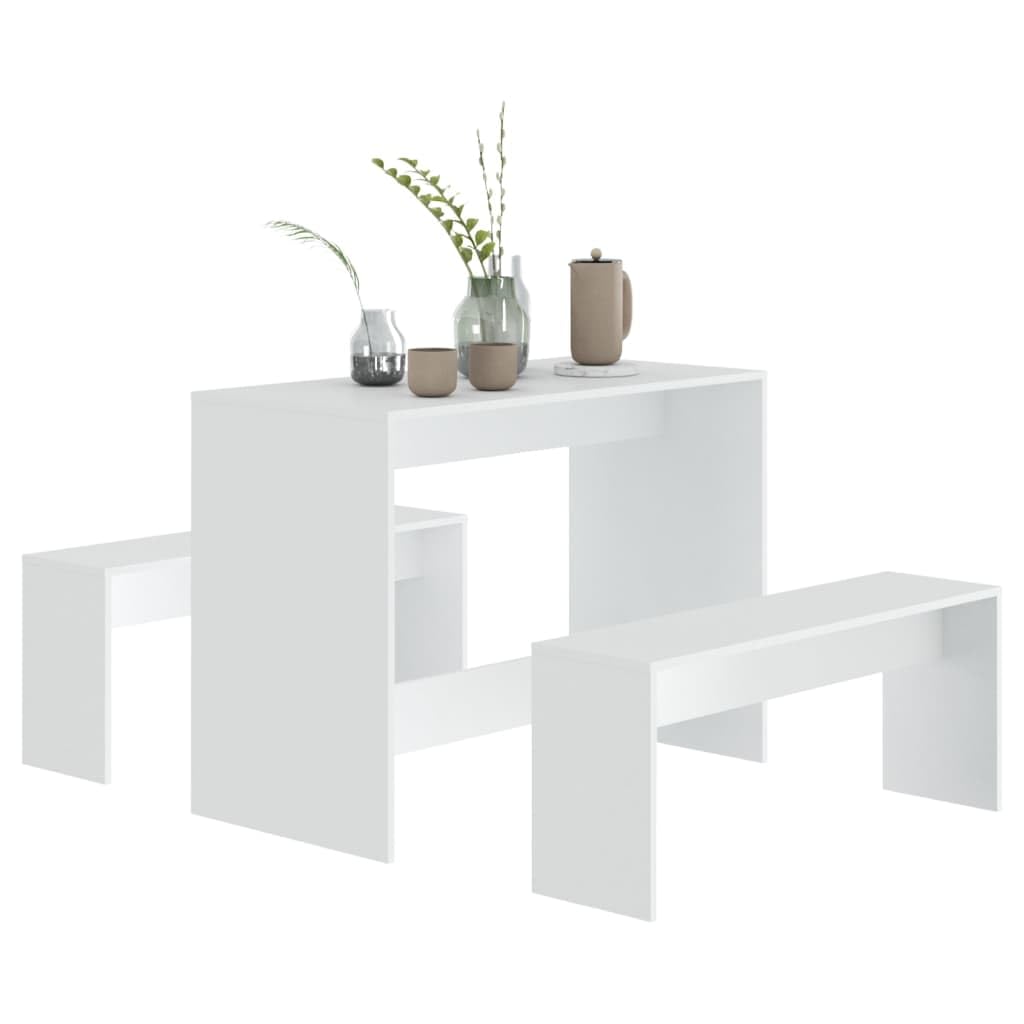 Ensemble de meubles de cuisine et de salle à manger - Ensemble de salle à manger 3 pièces en bois d'ingénierie blanc