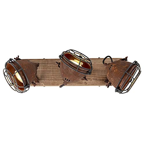 Qazqa Verstellbarer Deckenstrahler, Deckenspot - Gina - Rostbraun, Landhausstil, max. 25W, Geeignet für LED, 43cm, 3-flammig, Ideal als Flur, Küche lampe, Schlafzimmerlampe und Wohnzimmerlampe