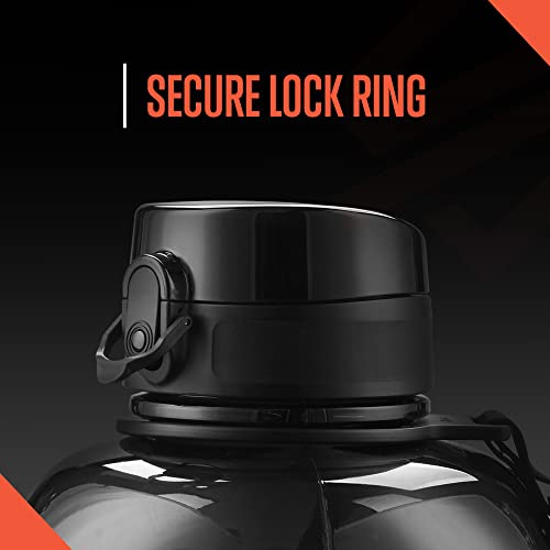 Squatz 78 Oz Poseidon Water Bottle Series (Black) - Sports Big Volume Wide Mouth Opening, Anti-Slip Handle, Fall-Proof Cap, Fixed Buckle Carrying Strap, Leak Proof & Zero Condensation Jag #TOP2