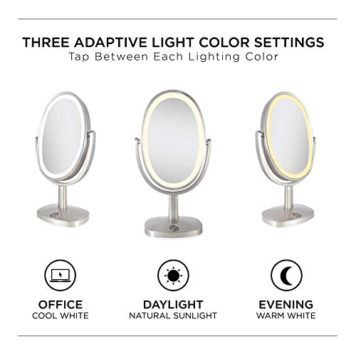 Zadro Newport 10" By 18" Oval Led Lighted Makeup Mirror With Magnification 5X/1X Touch Control Makeup Mirror With Lights #TOP4