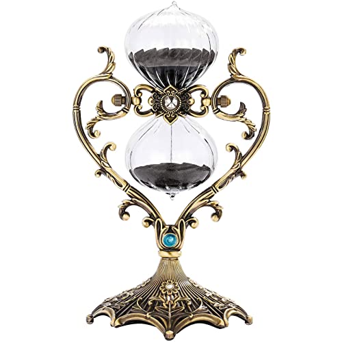 360 Rotatif Sablier en Bronze Vintage，Decoratif Horloge de Sable,Sablier en métal Minuterie 30 60 Minutes,incassables Minuterie de sablier Meubles Cadeau Décorations