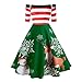 Produktbild BOLANQ Damen Weihnachten Kleid,Off Shoulder A Linie Weihnachtskleid Snowflake Printing Partykleid Swing Kleider, Ärmelos Christmas Dress,Weihnachts Frauen Kleidung