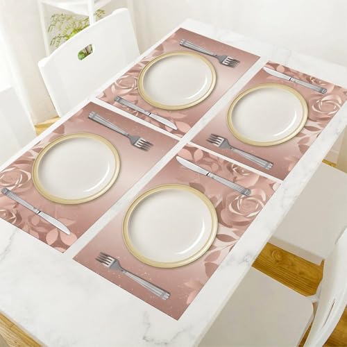Sets de table rose lavables et résistants pour cuisine 6 pcs - 7
