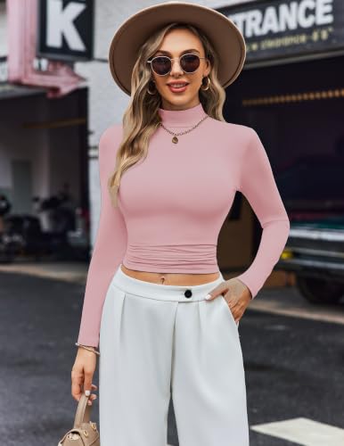 Image of Ekouaer Womens Turtleneck Shirts Long Sleeve Lightweight Fitted Thermal | Mock Neck, Soft Base Layer Tops, Underwear Stretchy Fit, Buttery Soft Undershirts, Fashion Winter Clothes