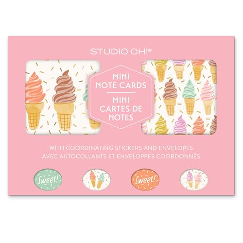 Image of Studio Oh! Cool & Creamy Blank Note Card Set with Envelopes and Stickers 12 Pack Assorted Greeting Cards, 260 GSM Textured Paper Stationery for Thank You Cards, Birthday Cards, Gift Card Envelopes