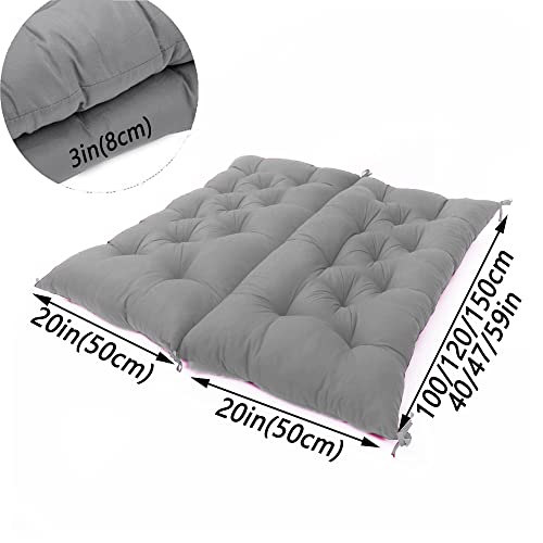 Coussin pour banc extérieur 150 x 100 gris avec dossier épais 8 cm pour banquette et grand canapé