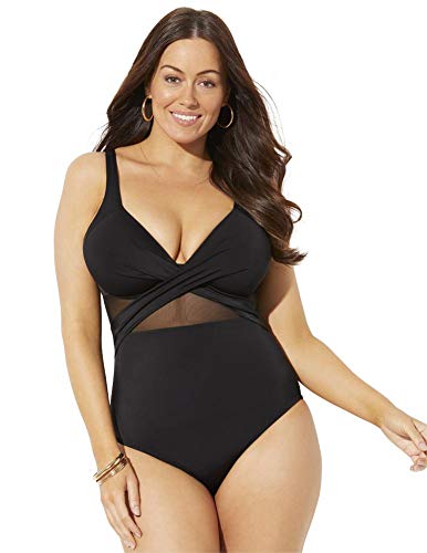 Swimsuits For All Women's Cut Out Mesh Underwire One Piece Swimsuit (Plus - Main Image
