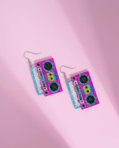 Ronglry Vibrant 80s Neon Radio Drop Earrings - Retro Acrylic Jewelry for Parties and Outfits - Image 5