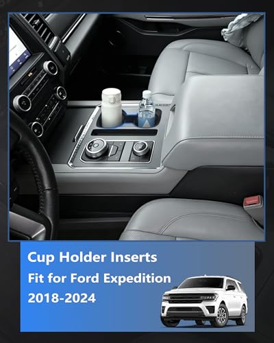 Image of Cup Holder Inserts for Ford Expedition 2018-2024 Accessories, Non-Slip Soft Silicone Center Console Protector Organizer to Prevent Spills & Scratches for Expedition Interior Accessories
