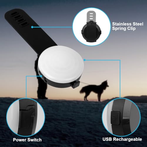 AUAUY Sicherheits LED Blinklicht, 4 Modis Hundelicht IPX68 Wasserdicht Haustier Lichter, USB Wiederaufladbar Hunde Katzen Leuchtanhänger, Einstellbar LED Licht für Nachtspaziergänge Laufen Camping