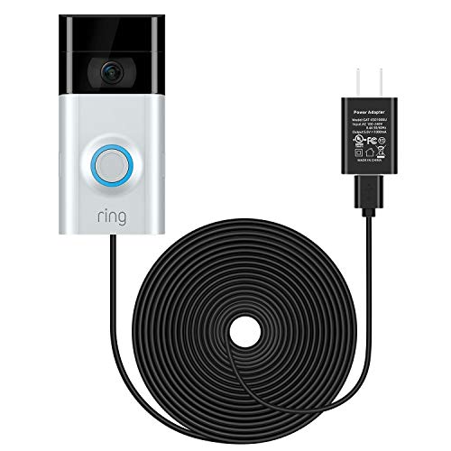 OLAIKE 8m/26 ft Charge Cable with DC Power Compatible with Video Doorbell 2 & 3 & 3Plus, Weatherproof Cable to Continuously Charge,No Need to Change the Batteries Any More,Black-8m