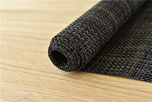 Zupro Compatible Placemats Table Runner, Crossweave Woven Vinyl Table Runner Washable 30Cmx180Cm（11.8 Inch X 70.8 Inch(1 Piece Table Runner,Hemp Black) #TOP3