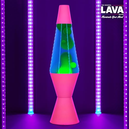 Image of Lava The Original Lamp - 14.5 inch Neon Pink - Classic Liquid Motion Lamp - Green /Yellow and Blue Liquid - Item #2383 (Amazon Exclusive)