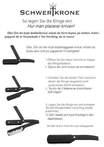 Foto von Schwertkrone Rasiermesser Herren mit 100 Premium Wechselklingen + Etui (Schwarz)