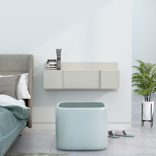 Image of Bniture Engineered Wood Wall Mount Dressing Table with 2 Door, Mirror and Huge Storage Space | Wall Mount Vanity (Frosty White, HXDR109)