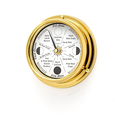 Tabic Classic Brass Moon Gardening Clock - Lunar Harmony Guide with Moon Clocks -Essential Gardening Tool for Biodynamic & Organic Gardening - Transform Your Garden