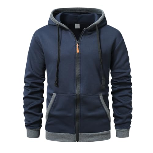 Hoodies for Men Fall Trendy Zip Up Pullover Oversized Jackets Lightweight Hooded Long Sleeve Sweatshirt with Pockets