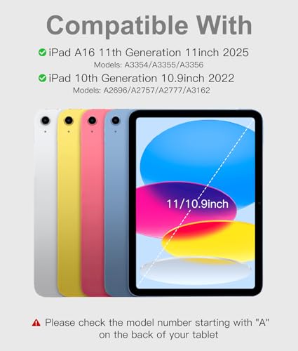 Image of Hamile for iPad 11th 10th Generation Case with Keyboard - 7 Colors Backlit Wireless Detachable Folio Keyboard Cover with Pencil Holder for iPad A16 11-inch 2025 10th Gen 10.9 Inch 2022 (Light Gray)