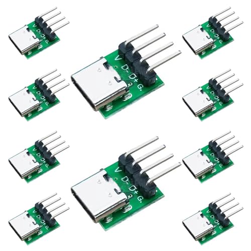 Teansic 10 PCS Type-C Female Test Board PCB Socket with Bent Pin,2.54 Pitch 16P USB3.1 Connector for Data Transfer