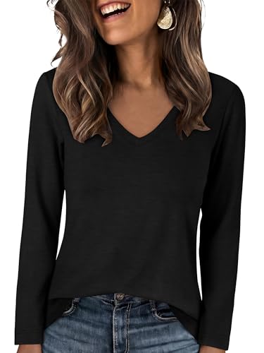 Image of ANRABESS Long Sleeve Shirts for Women Wrinkle Free V Neck Fall Top