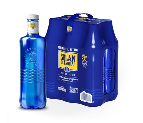 Solán de Cabras, Pack 6 Botellas x 1,5L, Agua Mineral Natural Sin Gas, Baja en Sodio