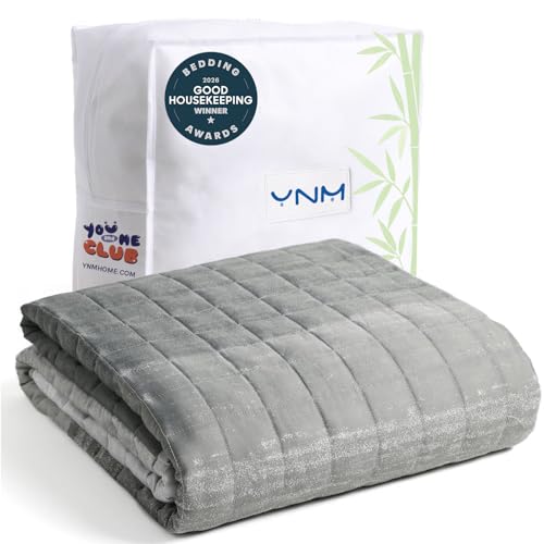 YnM Cooling Weighted Blanket — Oeko-Tex Certified Material (Gradient Dark Grey, 60'x80' 20lbs), Suit for One Person(~190lb) Use on Queen/King Bed
