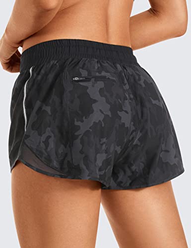 Crz Yoga Athletic Shorts For Women With Zip Pocket, 2.5" Mid Waist Mesh Liner Shorts For Running Gym Workout Camo Multi 6 Medium #TOP1