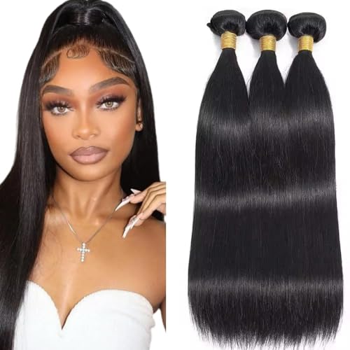 #1B Natural Color Bundles Human Hair Straight Bundles 22 24 26 Inch Unprocessed Brazilian Virgin Hair 3 Bundles 150 Grams Natural Black Straight Bundles Human Hair Extensions