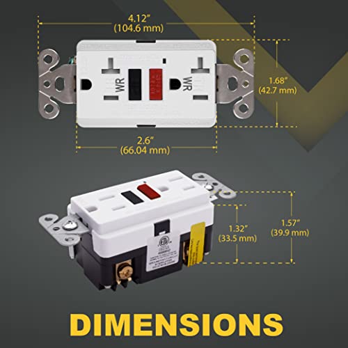 Faith 20A Outdoor Gfci Outlets, Weather And Tamper-Resistant Gfi Duplex Receptacles, Self-Test Wr Tr Ground Fault Circuit Interrupter With Wall Plate, White With Red And Black Buttons #TOP3