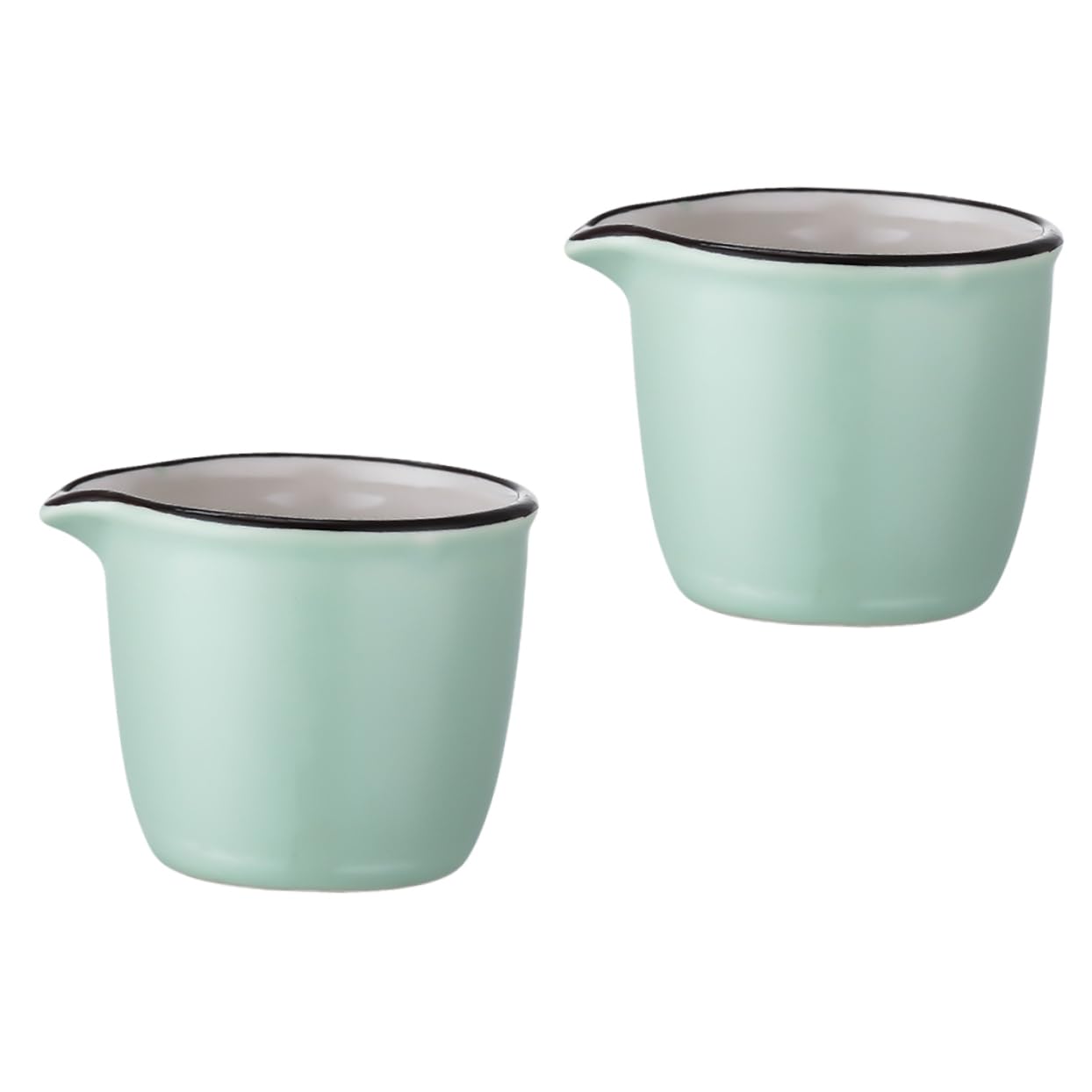 KICHOUSE Set of 2 Mini Ceramic Milk Jugs Latte Cups 40ml Versatile for Milk Sauce More Simple Easy to Clean Random Color