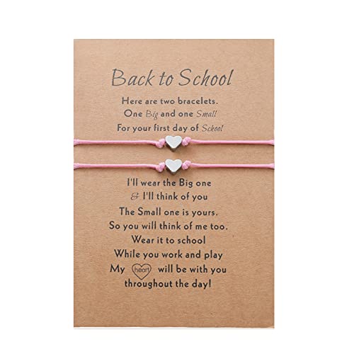 Back to School Bracelets Matching Heart Mother Daughter Bracelets First Day of School Bracelets