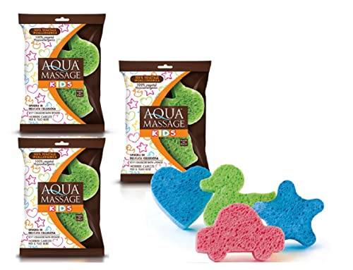 Lot de 3 éponges de bain en cellulose pour enfants et adultes - Différentes formes et couleurs - Canards, papillons, etc