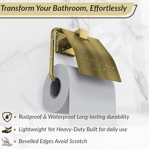 Image of Plantex Stainless Steel Toilet Paper Holder /Toilet Roll Holder for Bathroom /Tissue Paper Holder /Bathroom Accessories - Aqua (Brass Antique)
