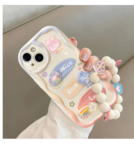 Coque iPhone 14 Pro Max silicone souple 3D beige protection appareil photo avec poignet