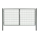 Doppelflügeltor Flügeltor Einfahrtstor Gartentpforte Doppeltor Hoftor Gartentor, Farbe:Grün, Gartenpforte Breite:3x 1.6m