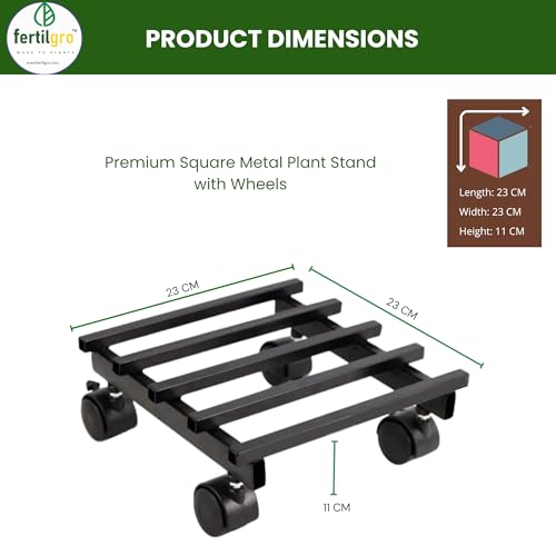 Image of Plant Stand with Wheels - Heavy Duty Metal Rolling Plant Caddy for Pots & Planters, Rust-Proof Iron Trolley with 360 Rotating Wheels, Indoor Outdoor Balcony Garden Use (Black, Pack of 2)